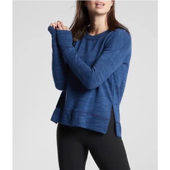 Athleta Coaster Luxe Sweatshirt Heather Blue Modal Size M - Picture 1 of 11